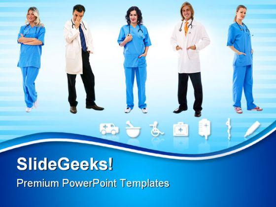 Team of doctors hospitality powerpoint templates and powerpoint backgrounds 0811 Slide01