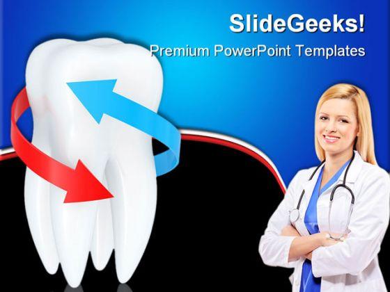 Tooth with blue and red arrows dental powerpoint templates and powerpoint backgrounds 0411 Slide01