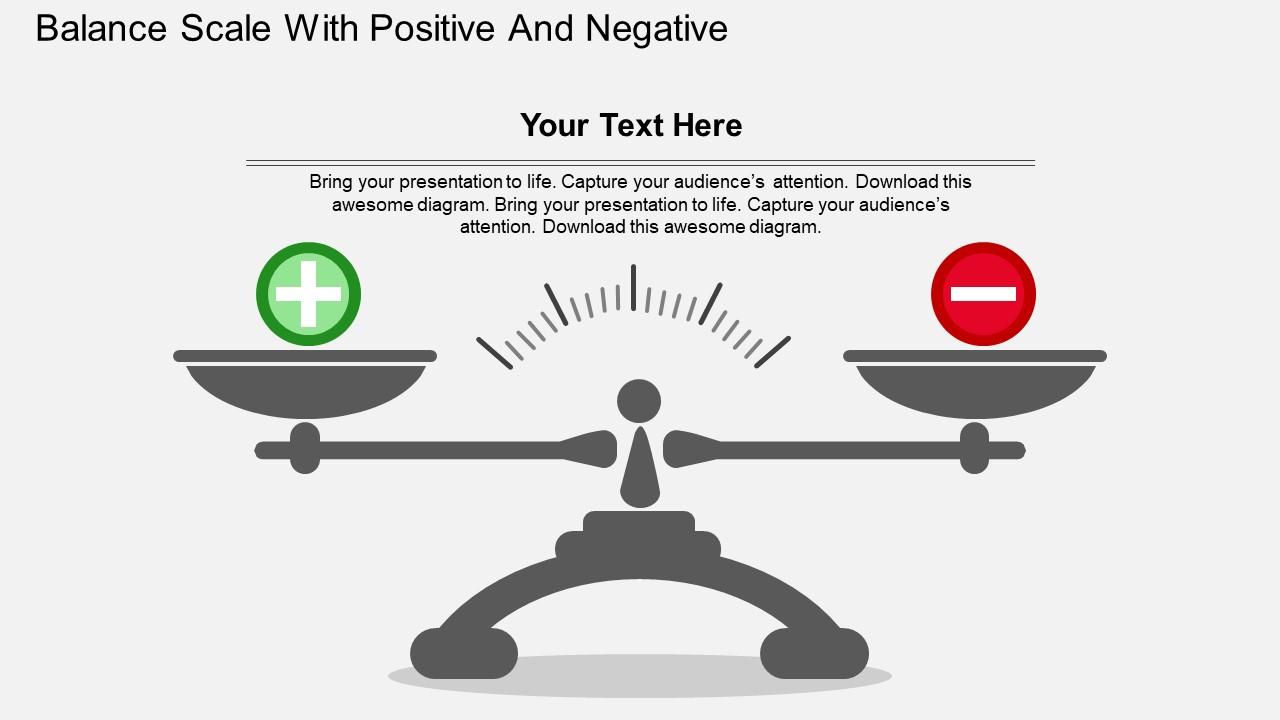 Qb balance scale with positive and negative flat powerpoint design