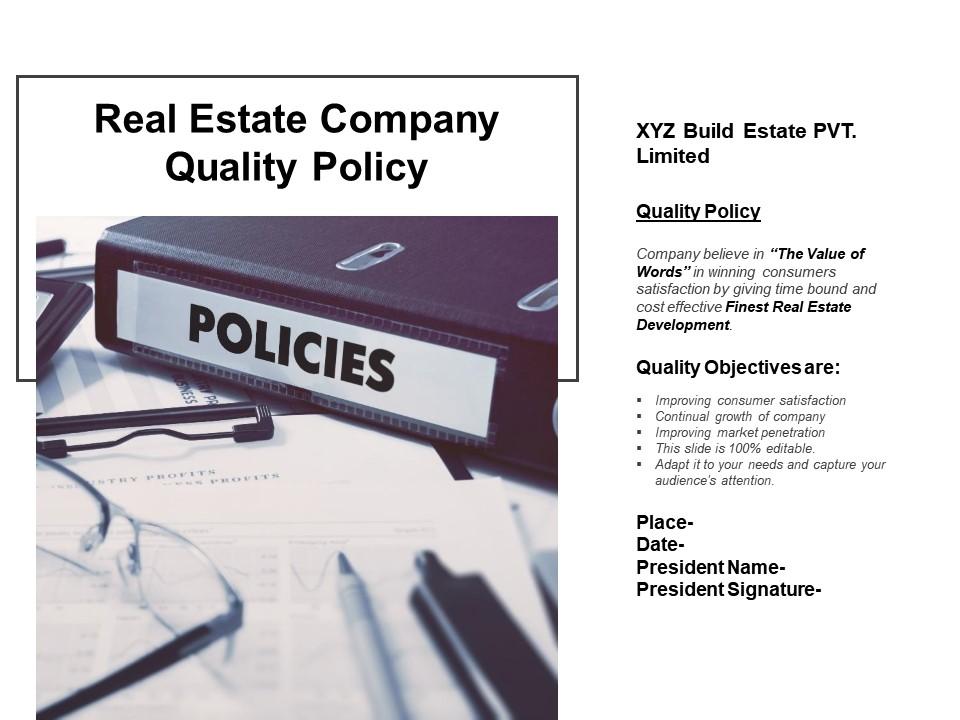 Real estate company quality policy Slide00