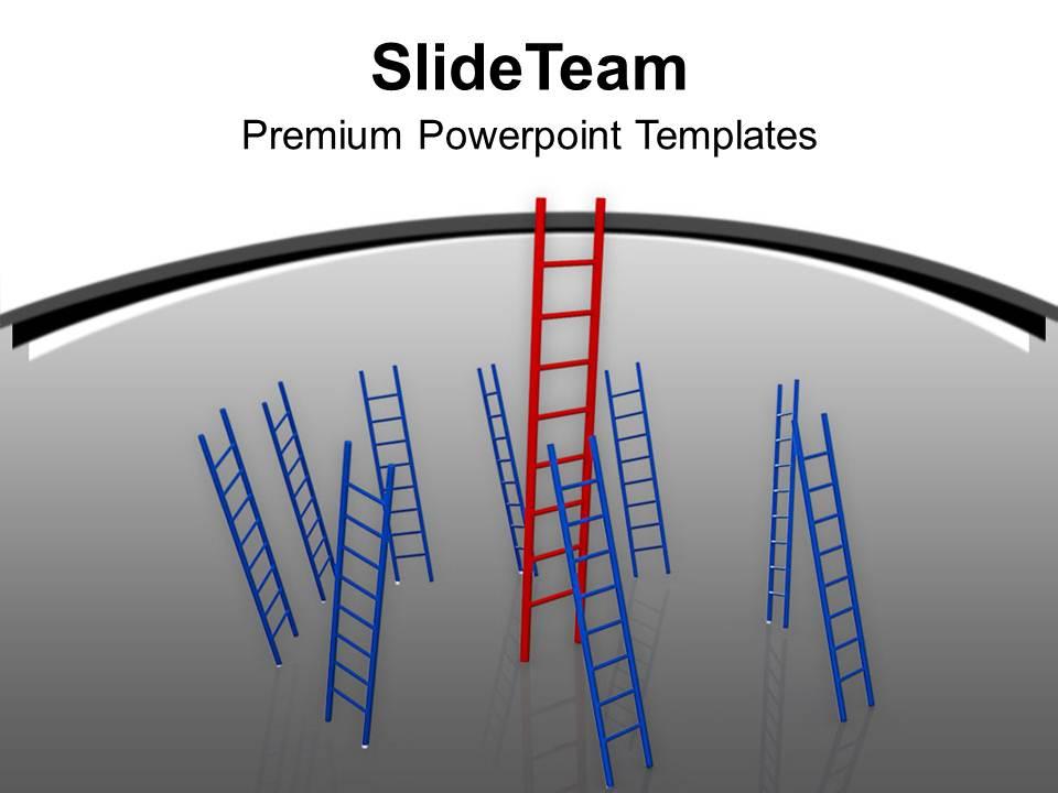 Red and blue ladders on grey background powerpoint templates ppt themes and graphics 0213 Slide01