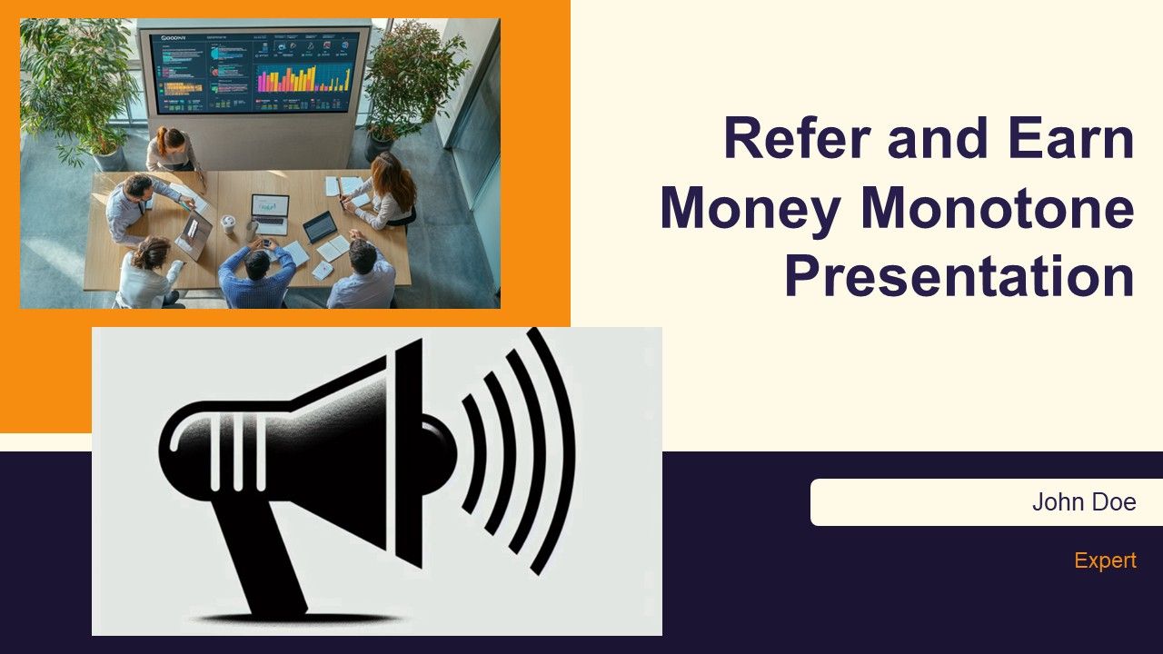 Refer And Earn Money Monotone Presentation PPT Template AT
