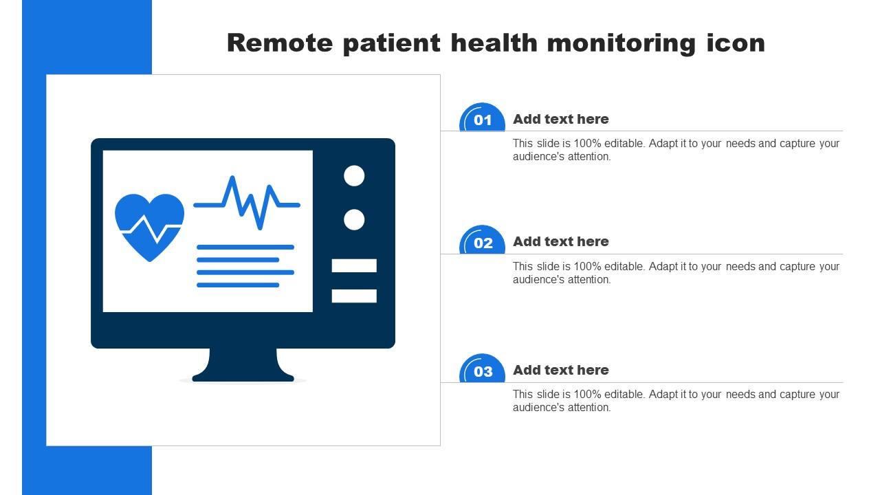 Remote Patient Health Monitoring Icon PPT Presentation