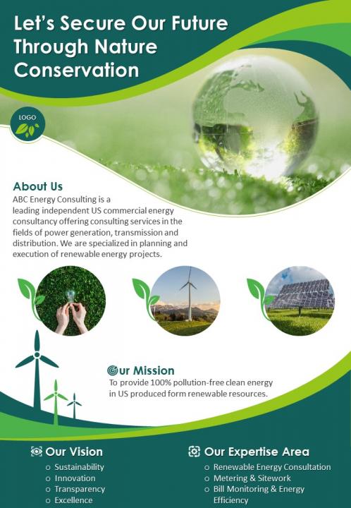 Renewable energy consulting firms two page brochure template Slide01