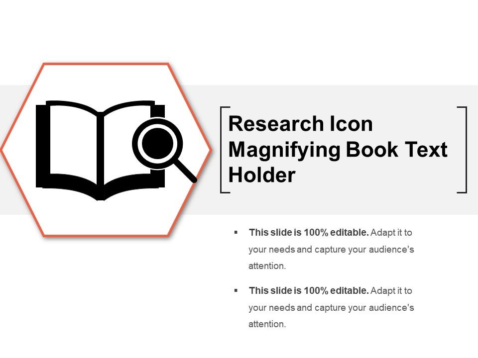 Research Icon Magnifying Book Text Holder | Presentation PowerPoint ...