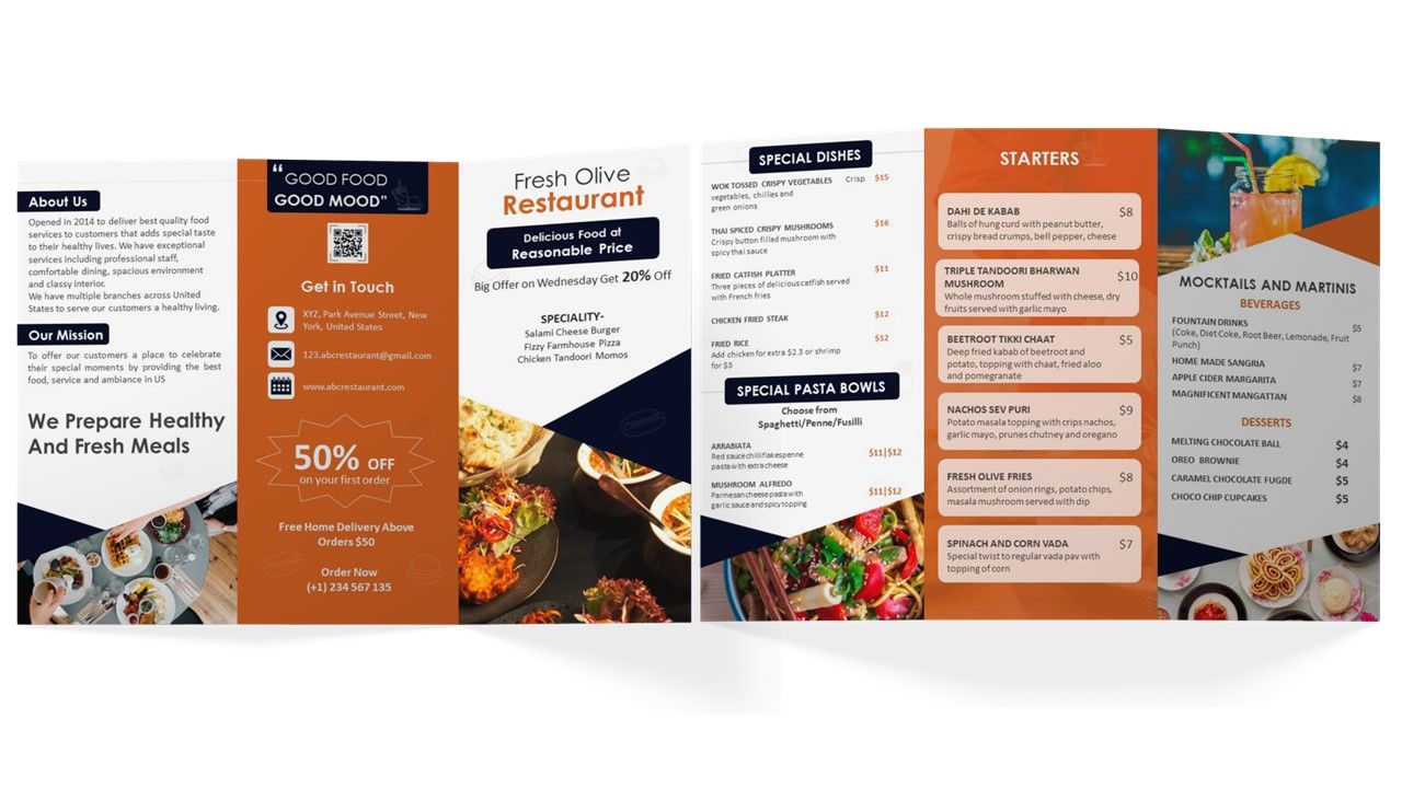 Restaurant Brochure Trifold Slide01