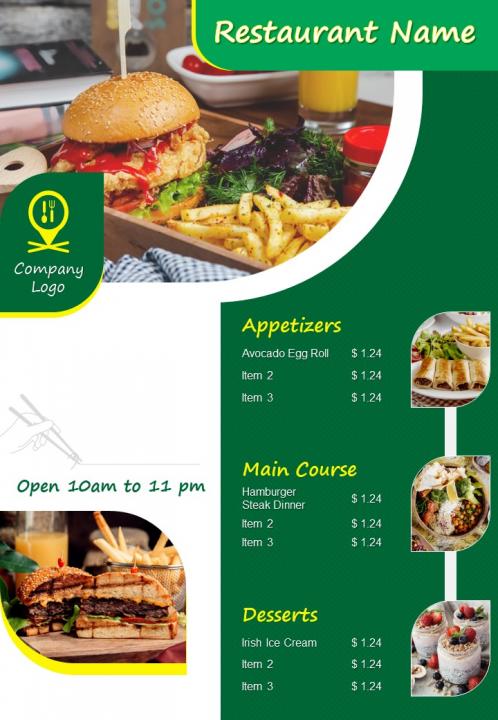 Restaurant menu brochure two page flyer template Slide01
