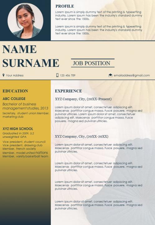 Resume template with personal profile summary Slide01