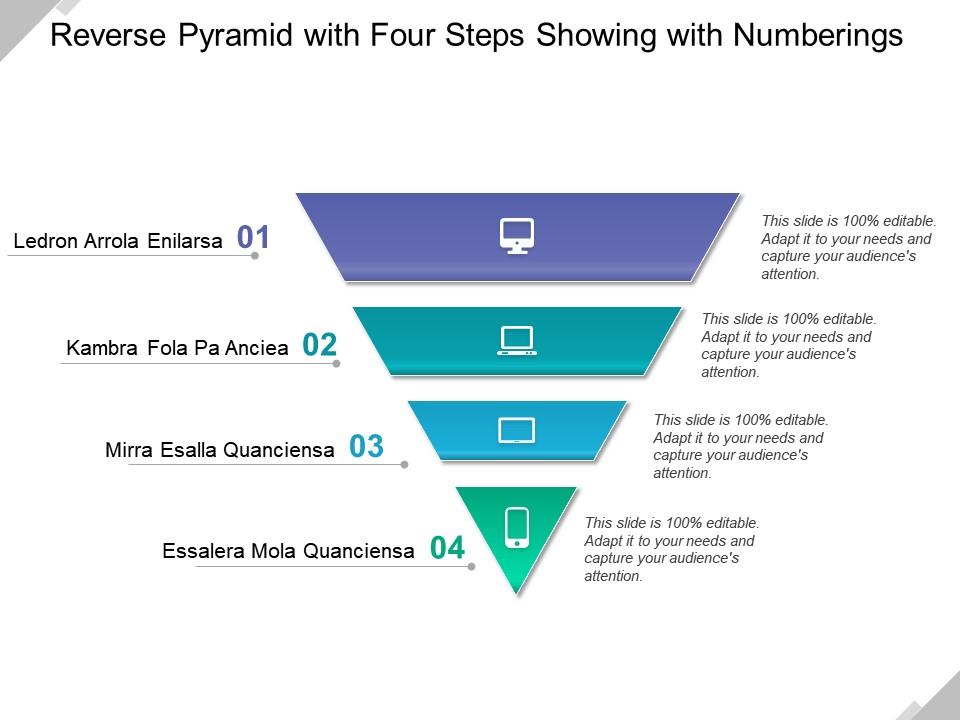 Reverse Pyramid With Four Steps Showing With Numberings | Presentation ...