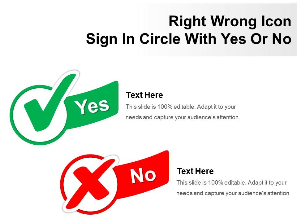 Right wrong icon sign in circle with yes or no Slide01