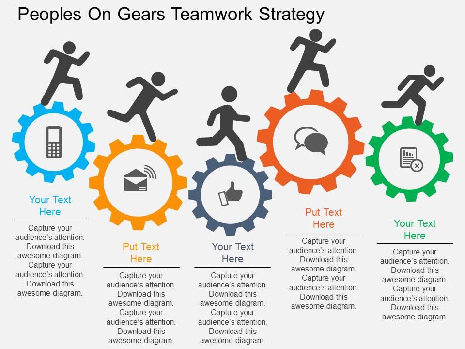 Rm peoples on gears teamwork strategy flat powerpoint design Slide01