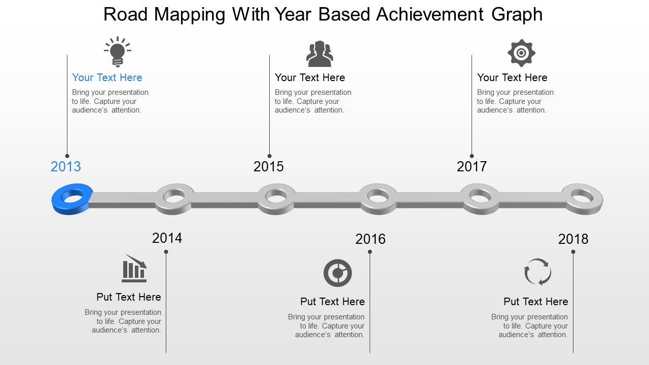 Rm Road Mapping With Year Based Achievement Graph Powerpoint Template Slide01