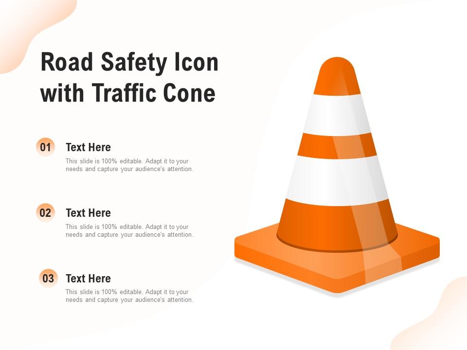 Road safety icon with traffic cone Slide01
