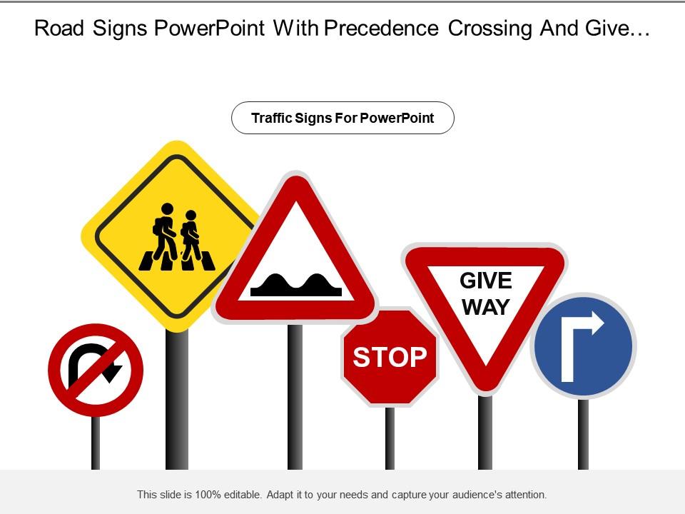 Road signs powerpoint with precedence crossing and give way traffic sign Slide01