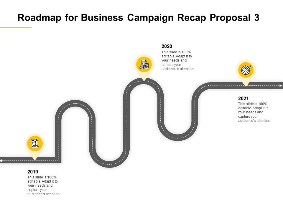 Roadmap for business campaign recap proposal 2019 to 2021 ppt powerpoint presentation slide
