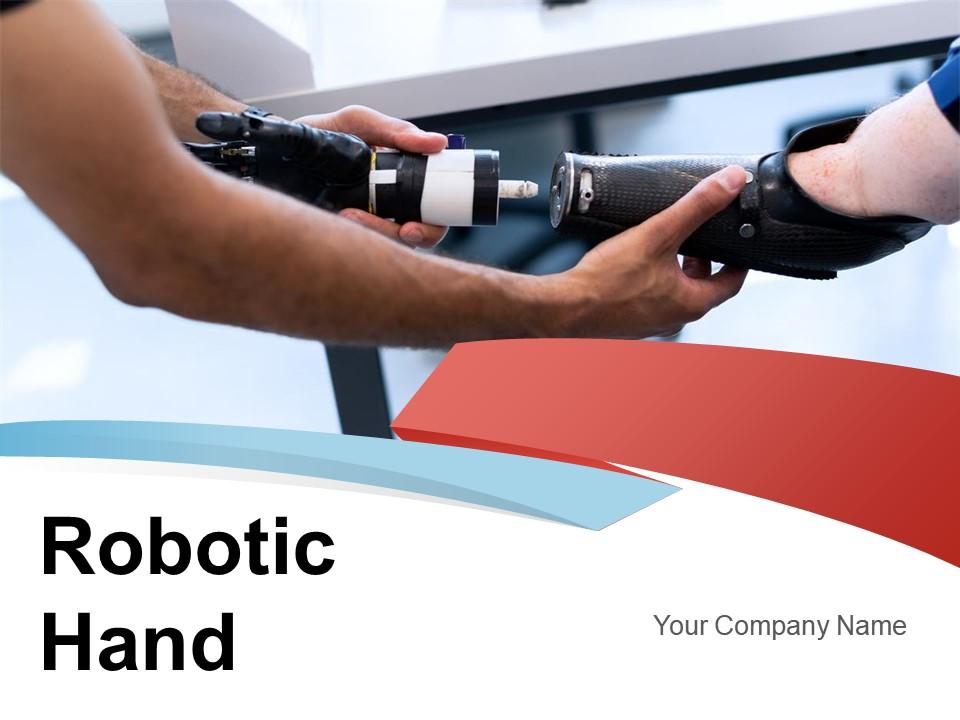 Robotic hand technology anatomy artificial intelligence mechanical device performing Slide01