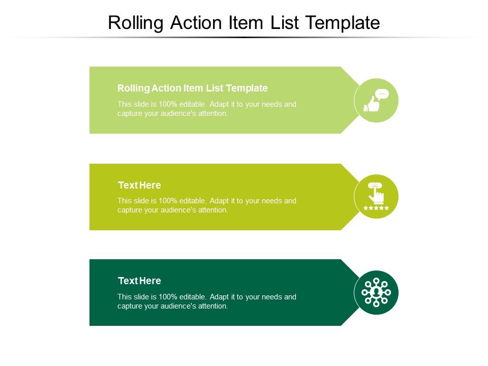 Rolling Action Item List Template Ppt Powerpoint Presentation