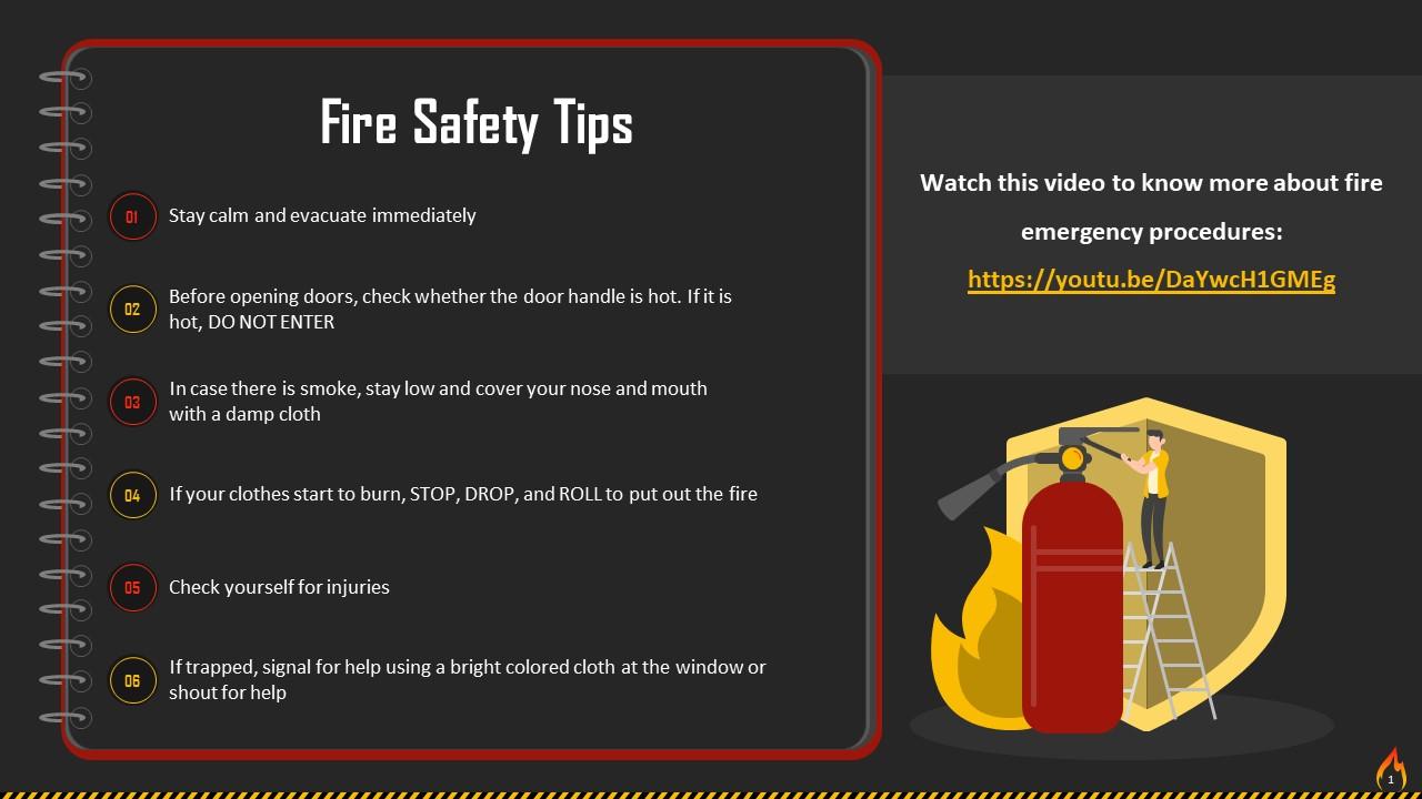 Safety Tips In Case Of Fire Emergency Training Ppt