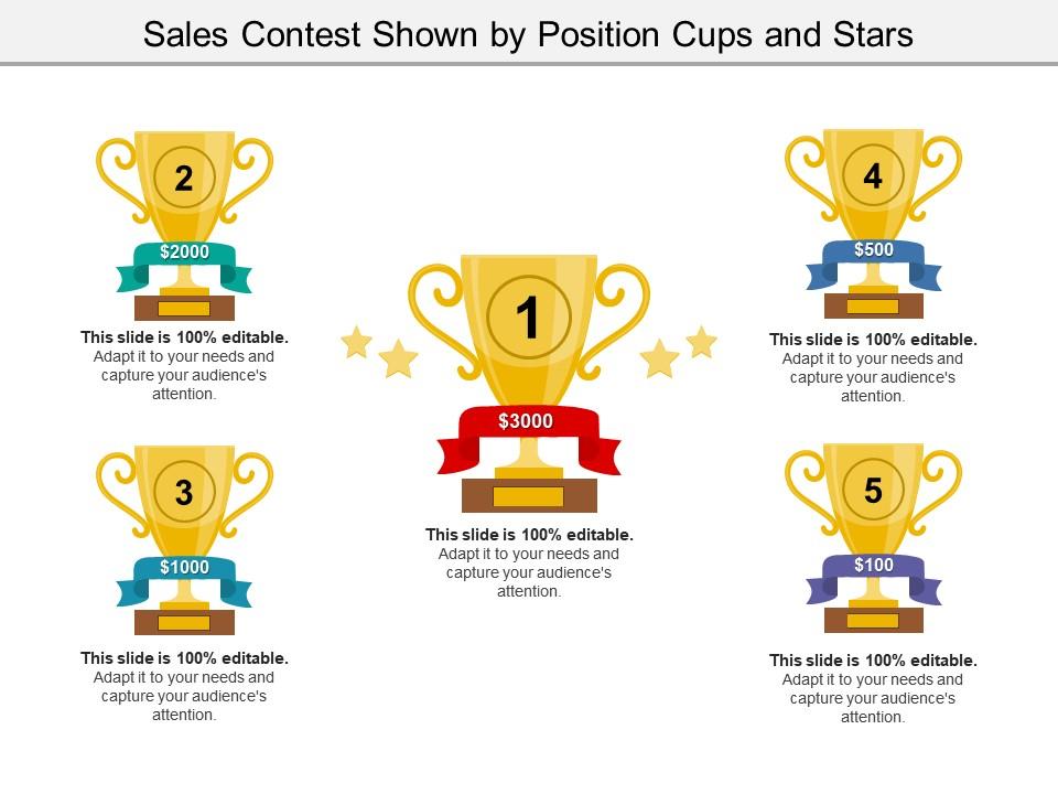 Sales contest shown by position cups and stars Slide01