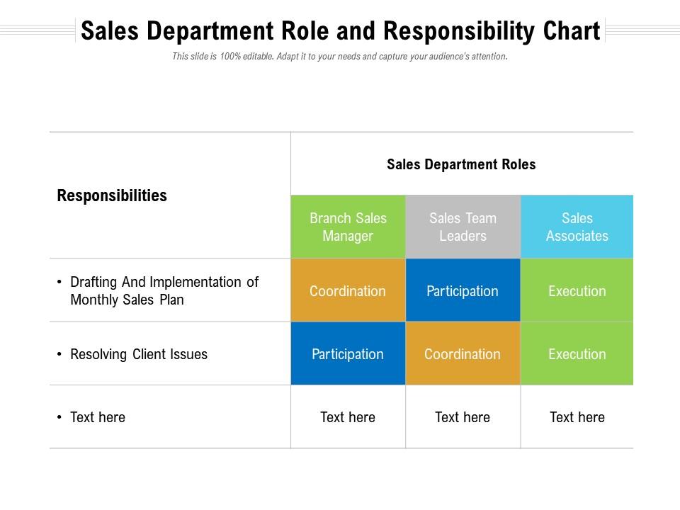 Sales Department Role And Responsibility Chart | Powerpoint Slides Diagrams  | Themes For Ppt | Presentations Graphic Ideas