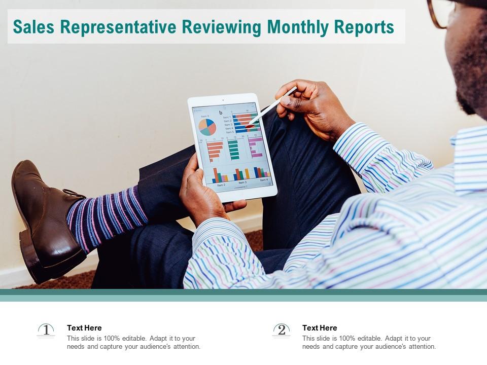 Sales representative reviewing monthly reports Slide01