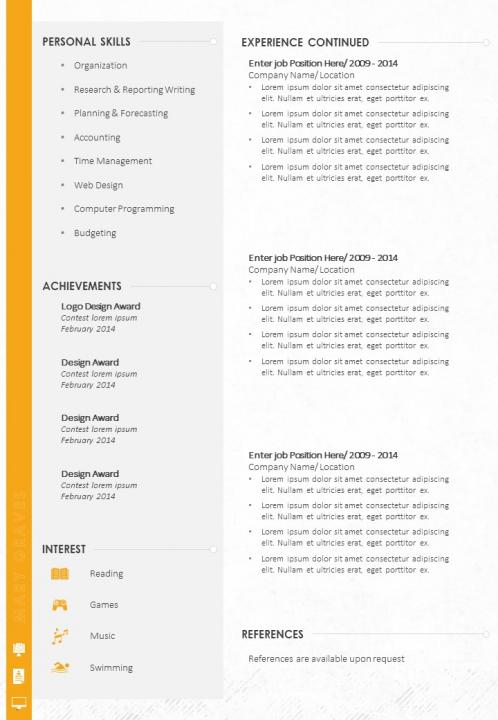 Sample curriculum vitae template for graphic designer Slide02