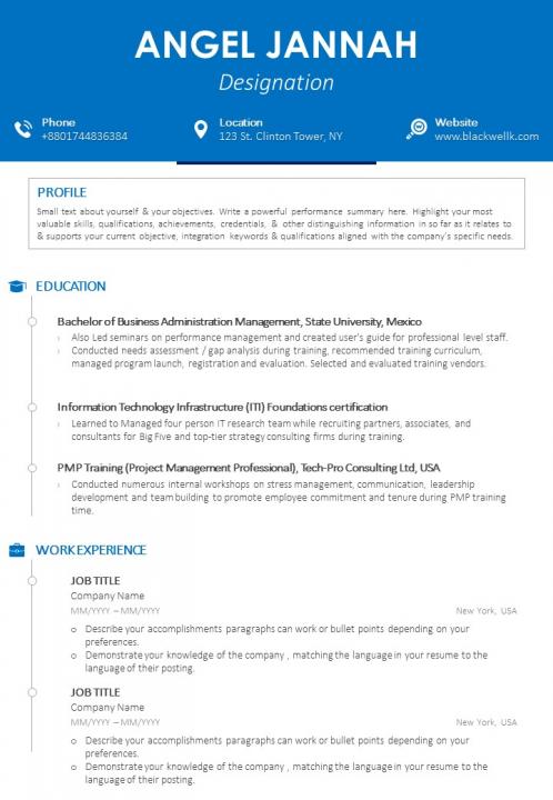 Sample resume cv template with profile summary Slide01