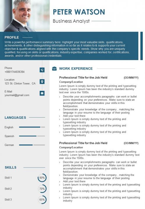Sample resume format cv template for job search Slide01