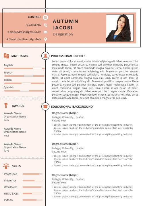 Sample Resume Format For Job Search