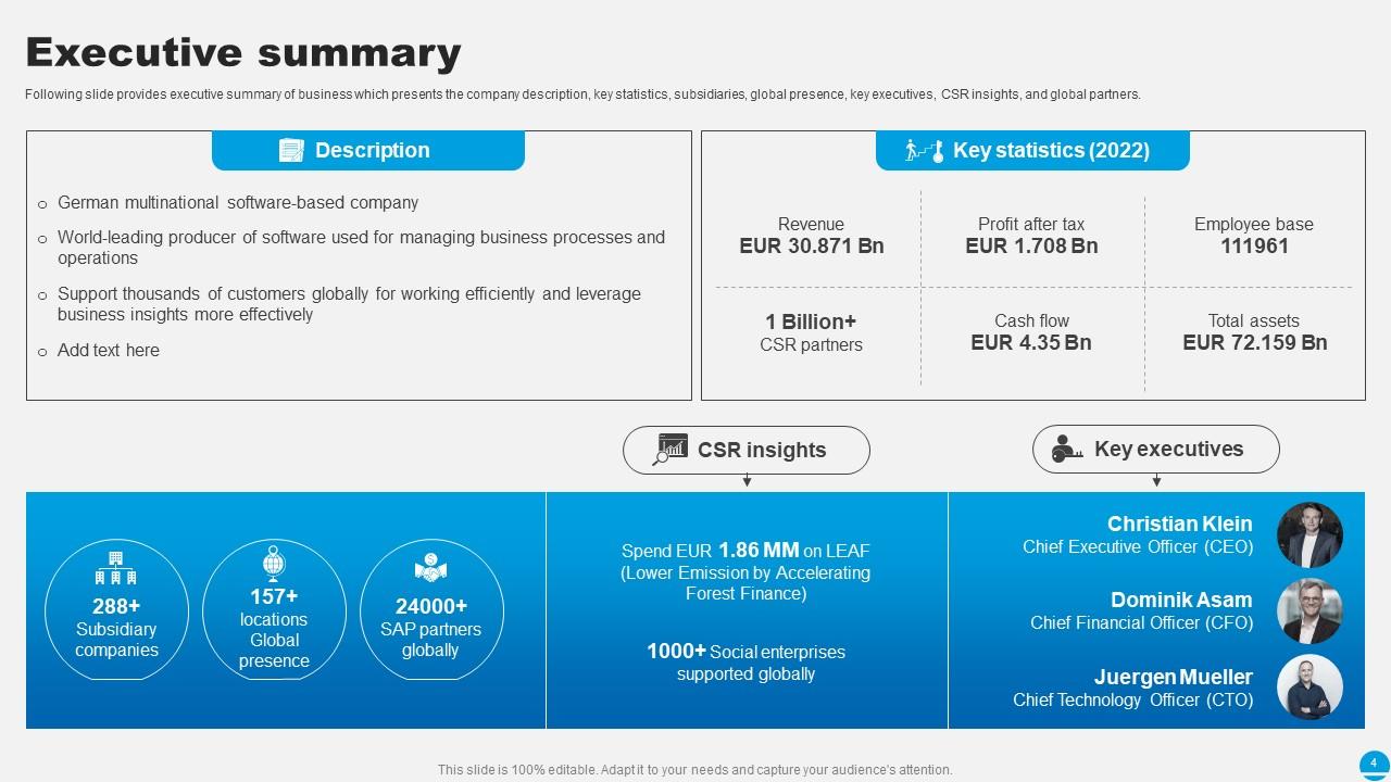 SAP Company Profile Powerpoint Presentation Slides CP CD PPT PowerPoint