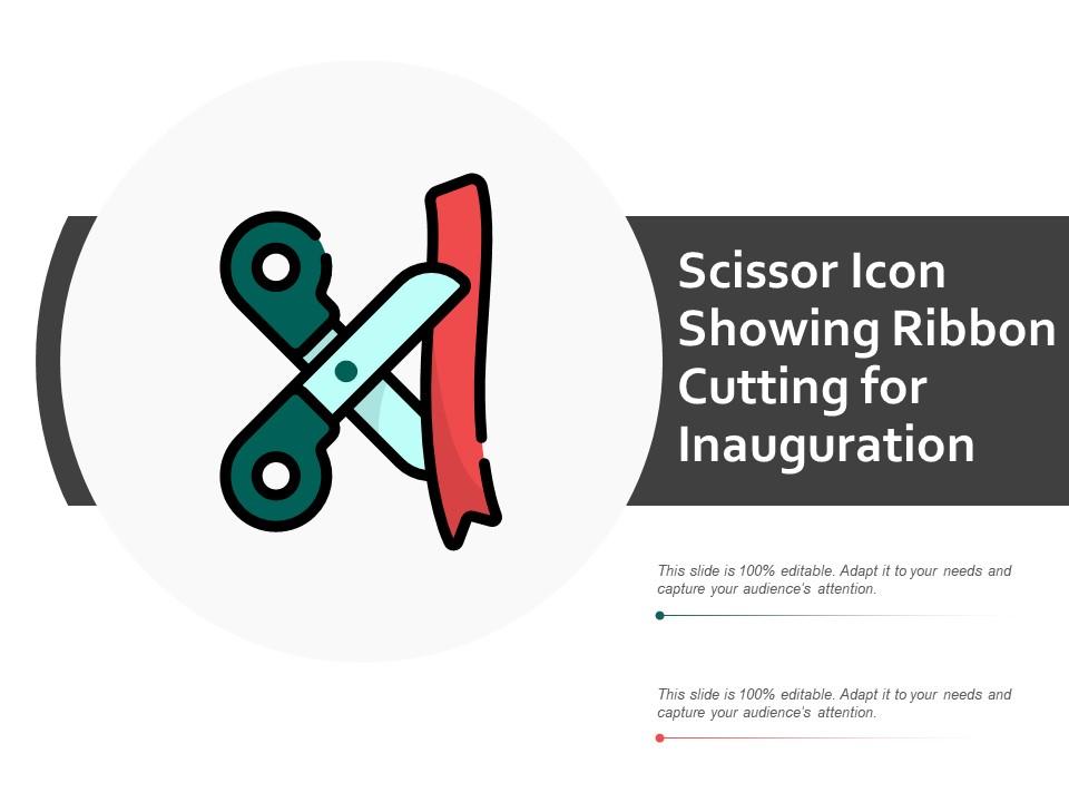 Scissor icon showing ribbon cutting for inauguration Slide01
