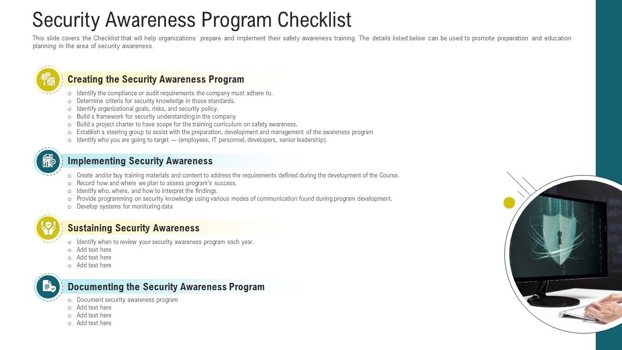 Security Awareness Program Checklist Cybersecurity Awareness ...