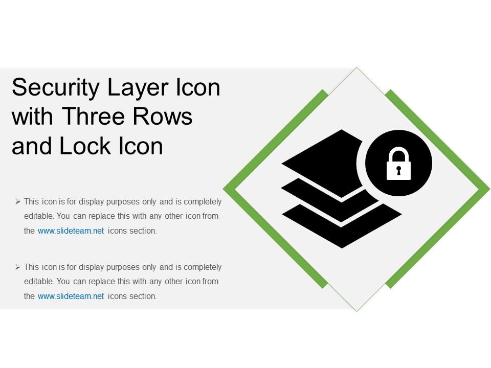 Security layer icon with three rows and lock icon Slide01