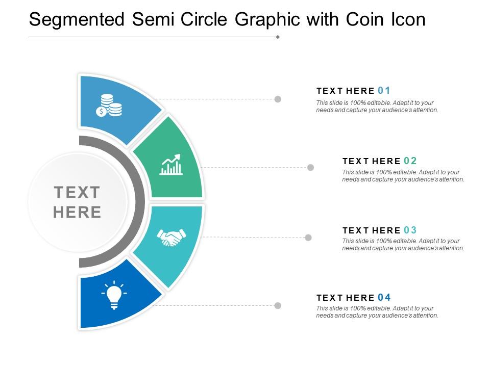Segmented semi circle graphic with coin icon Slide01