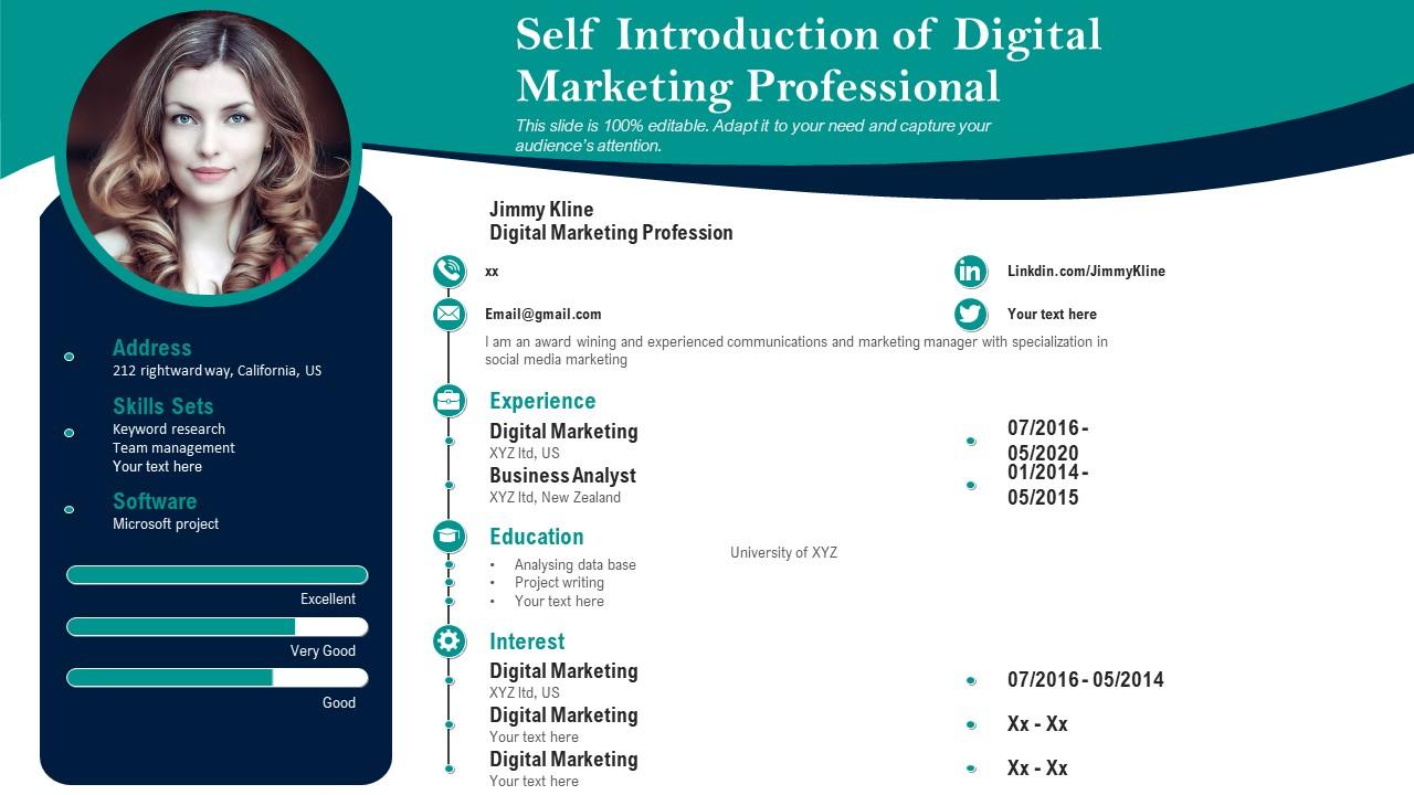 Self introduction of digital marketing professional Slide01