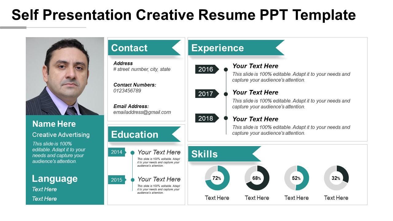 Self presentation creative resume ppt template