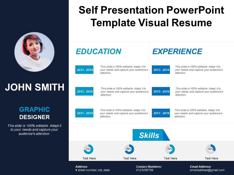 Self Presentation Powerpoint Template Visual Resume | PowerPoint Slides Diagrams | Themes for PPT | Presentations Graphic Ideas