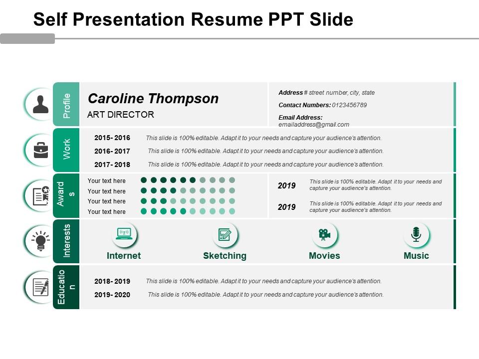 Self presentation resume ppt slide Slide01