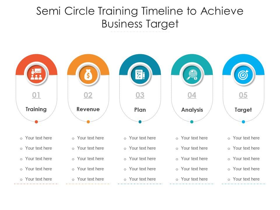 Semi circle training timeline to achieve business target Slide01