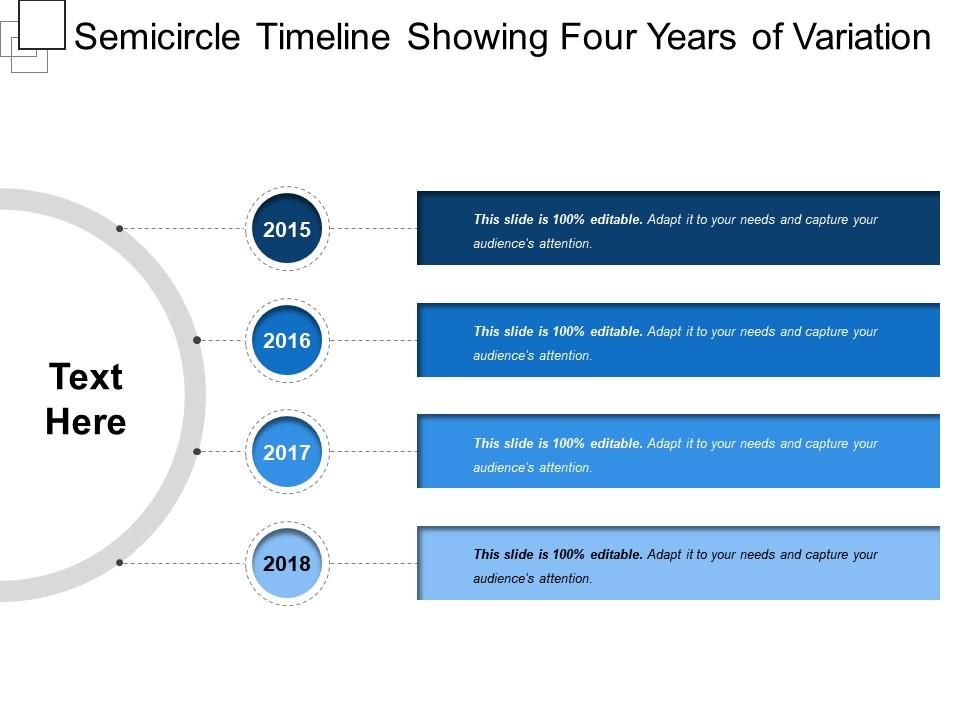 Semicircle timeline showing four years of variation Slide01