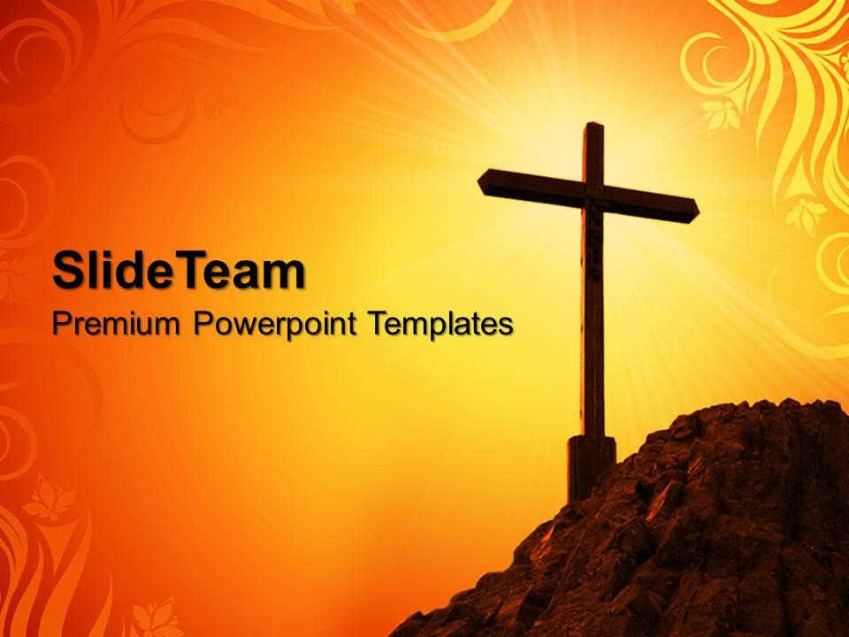 sermon_ideas_powerpoint_templates_yellow_cross_symbol_process_ppt_Slide01