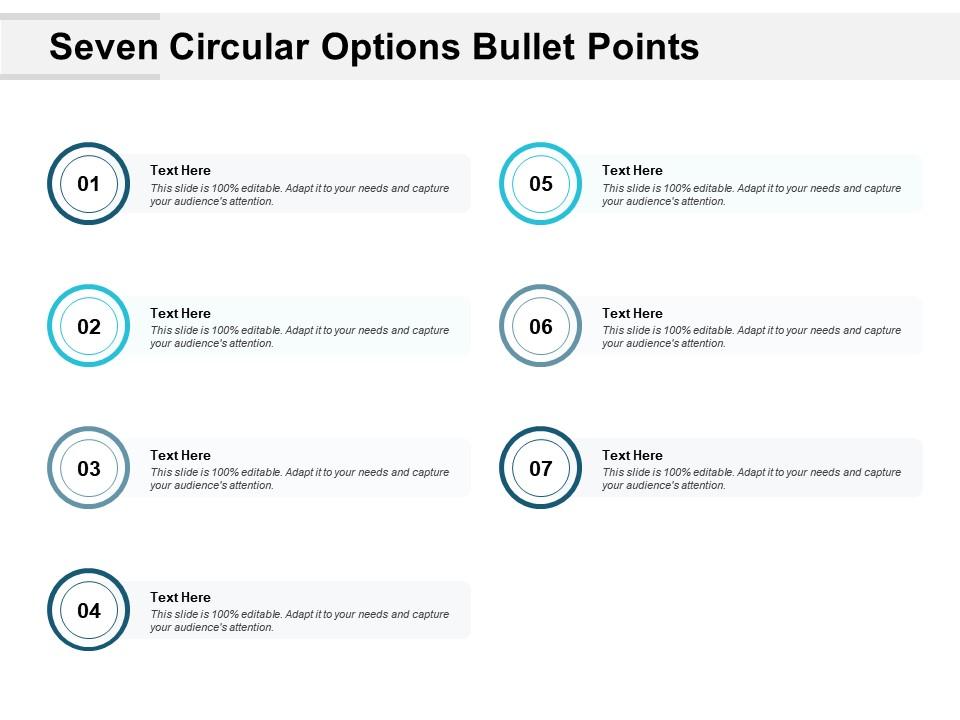 Seven circular options bullet points Slide01