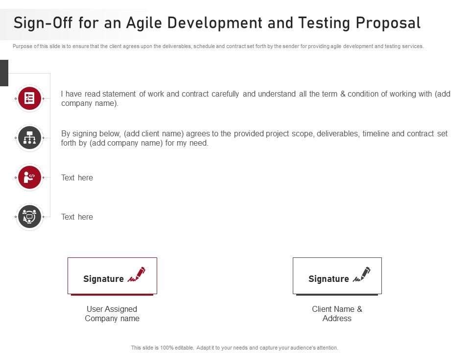 Sign off for an agile development and testing proposal proposal agile development testing it Slide01