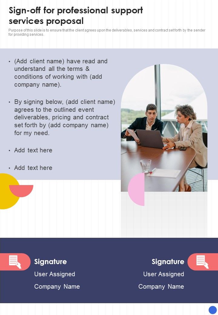 Sign Off For Professional Support Services Proposal One Pager Sample