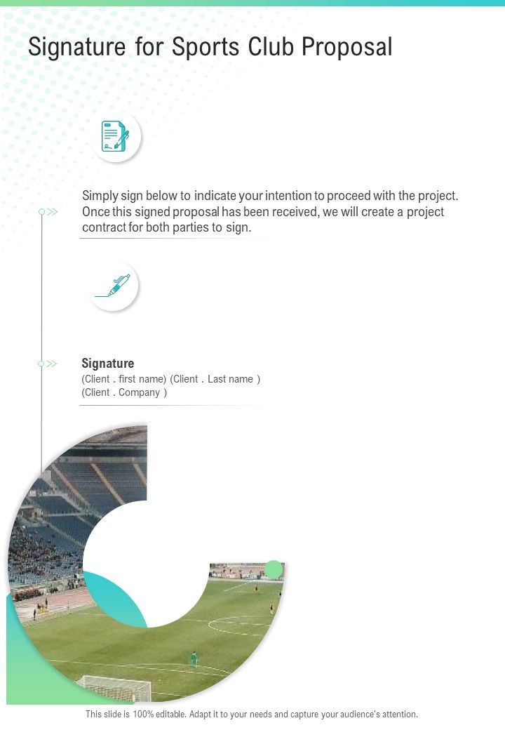Signature For Sports Club Proposal One Pager Sample Example Document