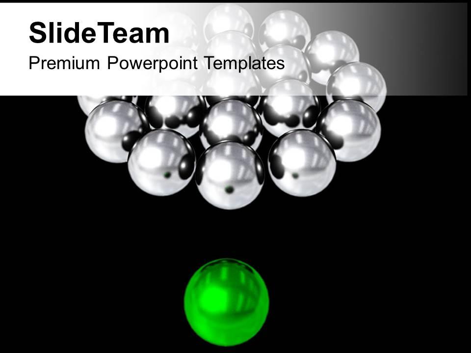 Silver balls with green leader on background powerpoint templates ppt themes and graphics 0213 Slide01