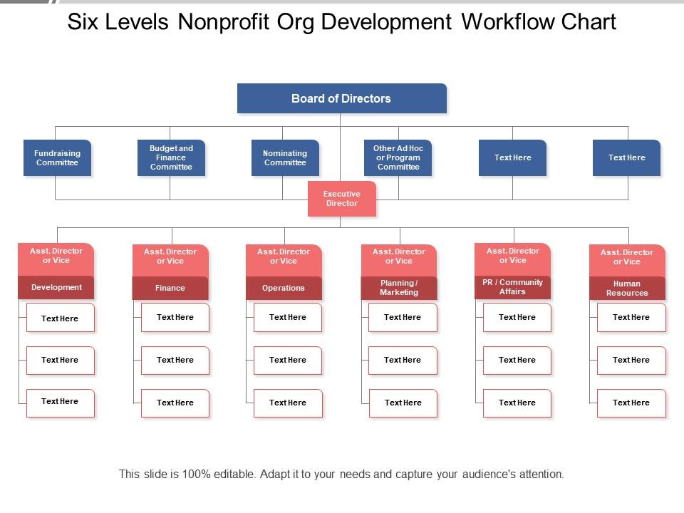 Six Levels Nonprofit Org Development Workflow Chart | PowerPoint ...