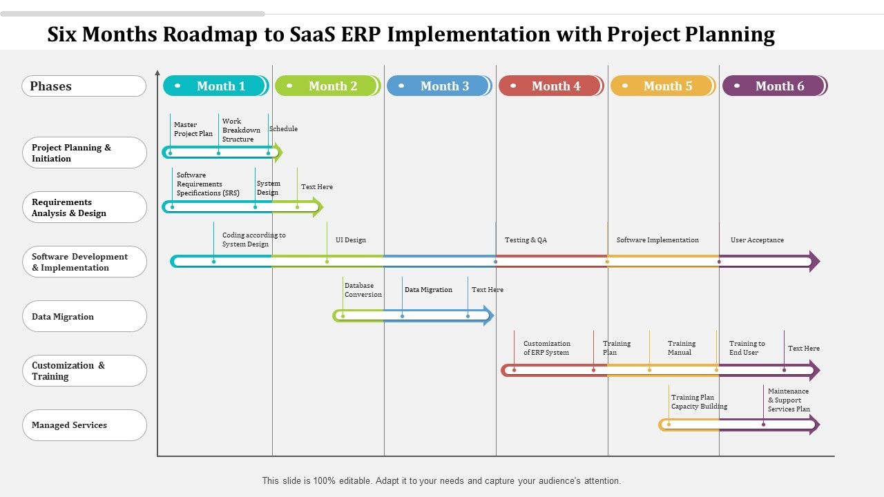 Six months roadmap to saas erp implementation with project planning