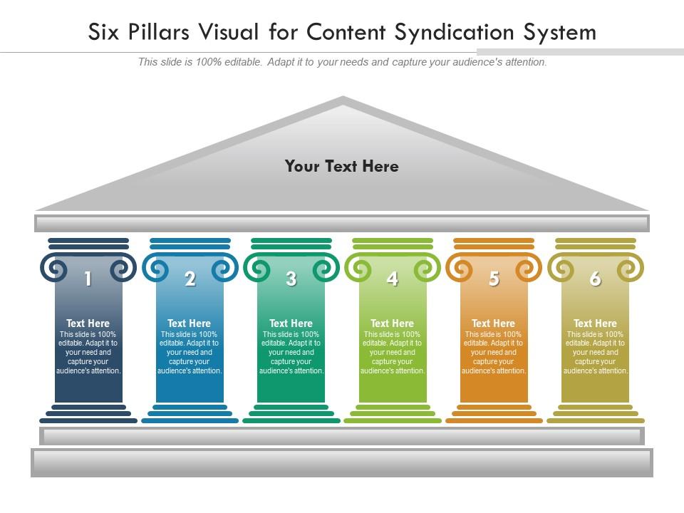 Six Pillars Visual For Content Syndication System Infographic Template