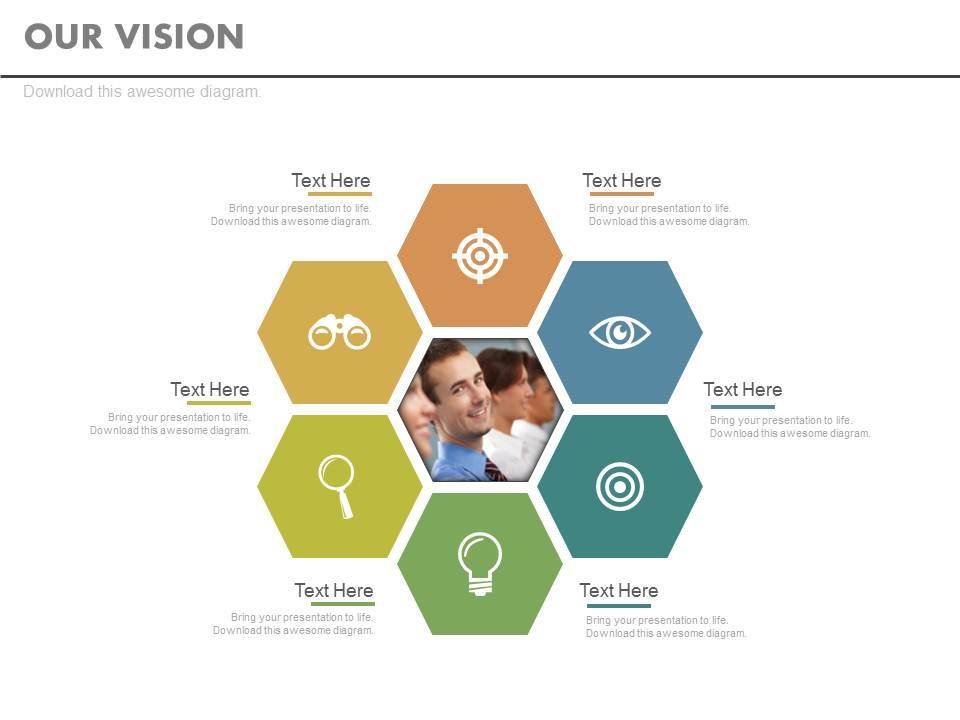 Six Staged Business Vision Chart With Idea Generation And Target